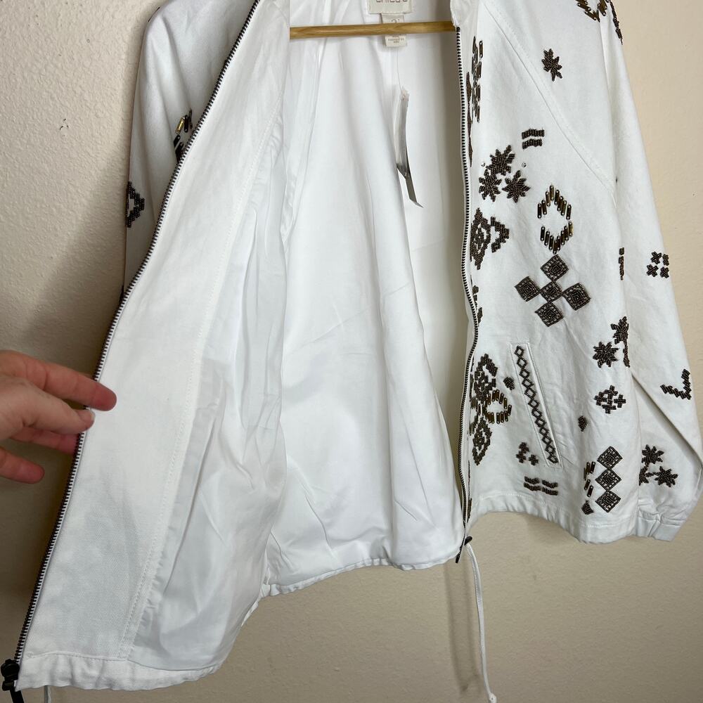 Chicos Aztec Embellished Bamber White Jacket 2 NWT - Picture 6 of 12